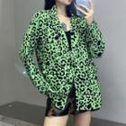 Leopard Print Blazer Green - One Size