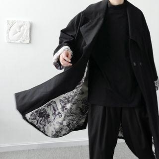 Print Trim Loose-fit Long Coat