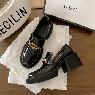 Buckled Platform Chunky Heel Loafers
