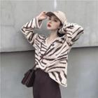 Tiger Stripe Knit Sweater As Shown In Figure - One Size