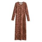 Long-sleeve Patterned Maxi Sheath Dress
