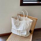 Canvas Pocketed Tote Bag Off-white - One Size