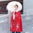 Traditional Chinese Embroidery Removable Trim Hooded Cape
