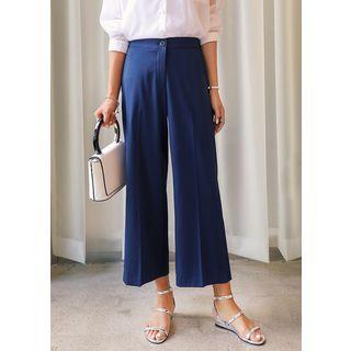 Plus Size Elasticized-waist Slit-hem Pants