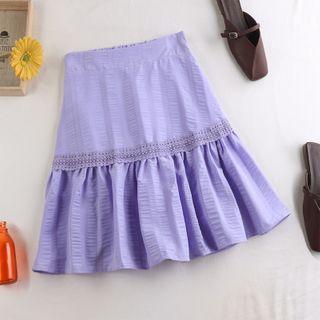 Plain Crochet Trim Mini A-line Skirt