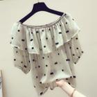 Dotted Off-shoulder Chiffon Top