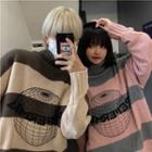 Couple Matching Turtleneck Two-tone Lettering Sweater