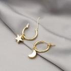 Moon & Star Alloy Asymmetrical Dangle Earring