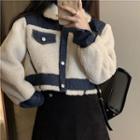 Long-sleeve Color-block Fleece Panel Jacket Jacket - One Size
