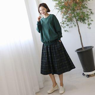 Band-waist Check A-line Skirt