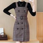 Plaid Jumper Dress / Mock Neck Top / Set
