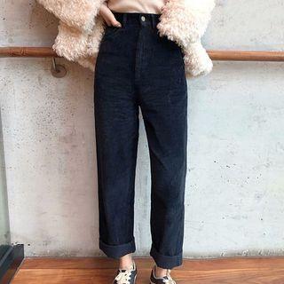 High-waist Corduroy Straight Pants
