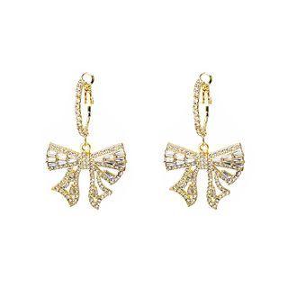 Rhinestone Bow Drop Earring E4880 - 1 Pair - Gold - One Size