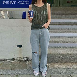 Cutout-detail Wide-leg Jeans / Pants