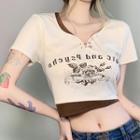 Mock-two Piece Rose Safety Pin Crop Top