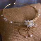 Bridal Faux Pearl Flower Choker Gold - One Size