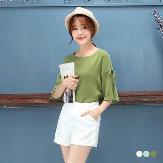 Classy Chiffon Sleeve Tie Blouse
