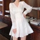 V-neck Open Back Long-sleeve A-line Dress