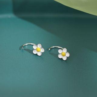 925 Sterling Silver Flower Earring 1 Pair - Hook Earring - As Shown In Figure - One Size