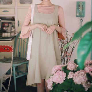 Sleeveless Ruffle-hem Bow-tied Dress