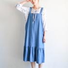 Ruffle-hem Denim Midi Jumper Dress