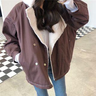 Double Breasted Hooded Denim Coat