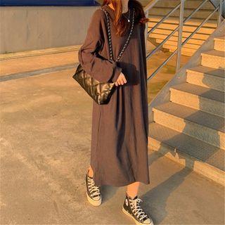 Corduroy Long-sleeve Sweatshirt Dress