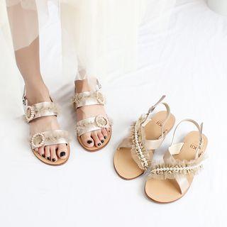 Ruffled Mesh Sandals