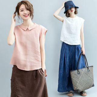 Sleeveless Collared Blouse