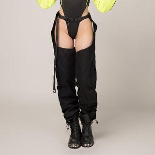 Buckled Cutout Baggy Pants