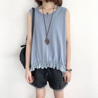 Eyelet Trim Knit Tank Top
