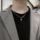 Cross Pendant Stainless Steel Necklace X258 - Silver - One Size
