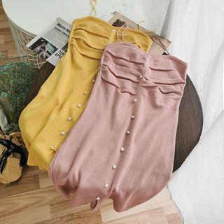 Spaghetti Strap Embellished Knit A-line Dress