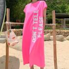Round-neck Letter Print Long T-shirt Dress