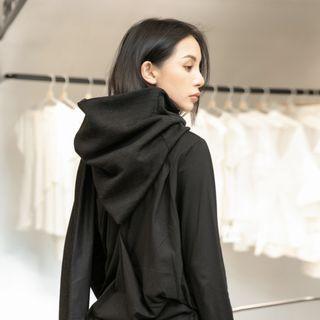 Inset Hooded Scarf Black - One Size