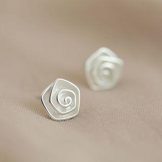 925 Sterling Silver Flower Stud Earring Silver - One Size