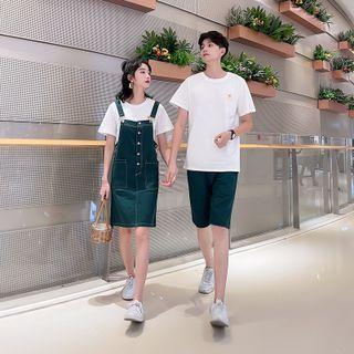 Couple Matching T-shirt / Denim Jumper Dress / Shorts / Set