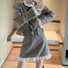 Houndstooth Buttoned Jacket / Mini Skirt