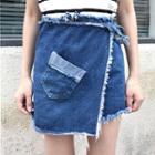Mock Two-piece Denim Skort