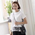 Patterned-panel Pleated-back T-shirt