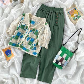 Short-sleeve Knit Blouse / Harem Pants