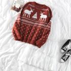 Deer Loose-fit Sweater / Ruffle Midi Skirt
