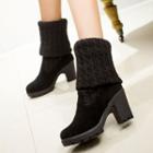 Block Heeled Knit Over-the-knee Boots