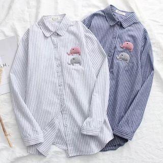 Elephant Applique Striped Shirt