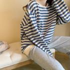 Round-neck Striped Long-sleeve Sweatshirt