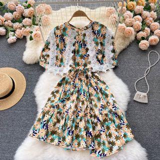 Lace Trim Asymmetrical Hem Dress