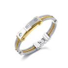 Fashion Personality Two-color Three-loop Woven Geometric 316l Stainless Steel Bangle Silver - One Size
