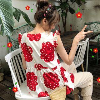 Printed Sleeveless Top / Cropped Harem Pants