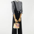 Puff-sleeve Gingham Ruffled Blouse / Asymmetrical Jumper Pants