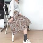 Long-sleeve T-shirt / A-line Midi Skirt